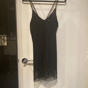 NWOT. Marciano by Guess. all over black sequins beaded tassel dress. S.